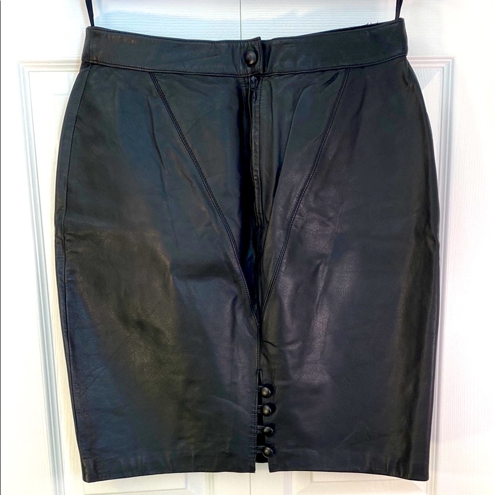 2 for $25 - Vintage Ada Leather Pencil Mini Skirt, Fully lined, Black, Size 13